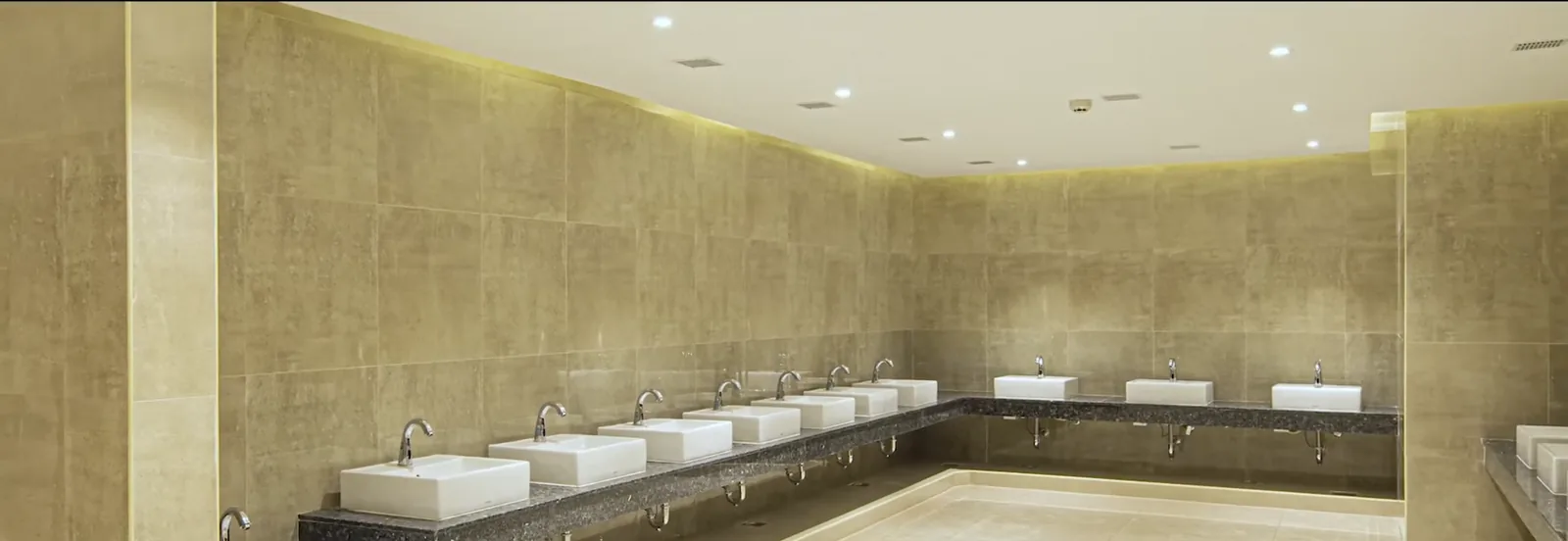 Clean, modern washrooms at Suganya Convention Centre, Pondicherry